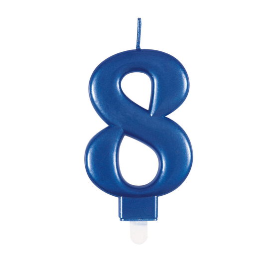Unique Party Candle Number 8 Metallic Blue