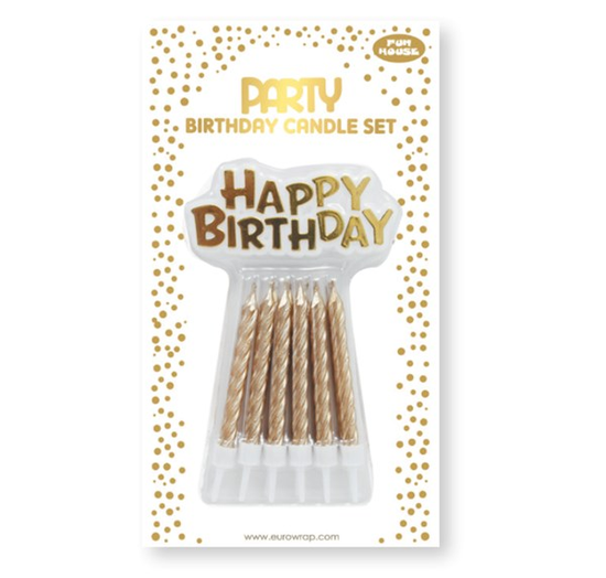 Eurowrap Party Candle Metallic Gold Birthday