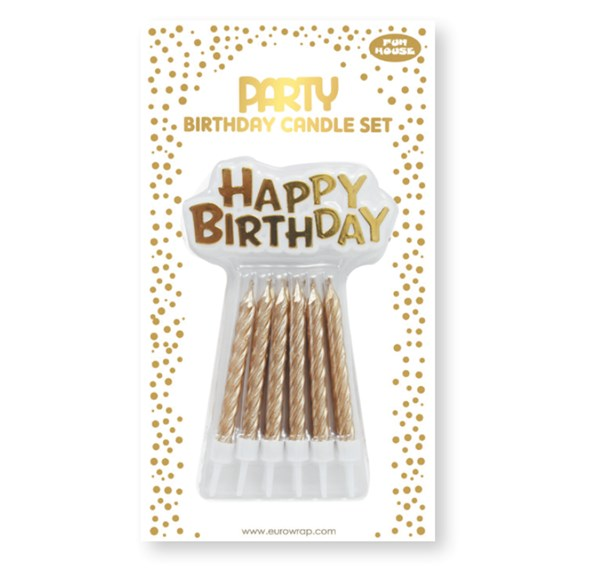 Eurowrap Party Candle Metallic Gold Birthday