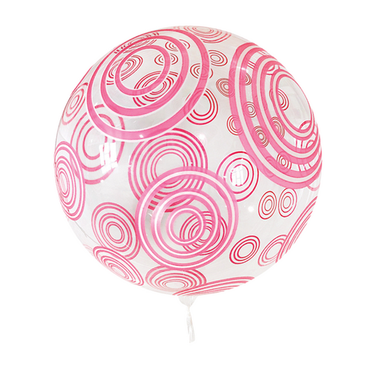 Red Swirly 18" - 22" Clear Sphere Vortex Balloon