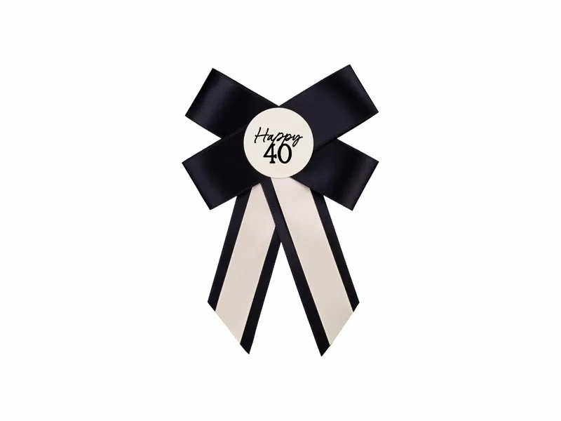 Cream & Black Happy 40th Birthday Rosette 11x17cm