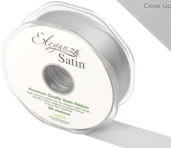 Eleganza Satin Ribbon Silver 25mm x 20m