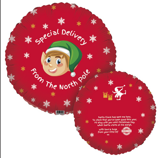 Foil Balloon 18" Shape Elf Special Delivery