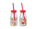 Gem Imports 2 Pack Milk Jar With Straw Christmas