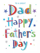 Set of six Regal Father's Day Dad cards with colorful designs and heartfelt messages for celebrating dads.
