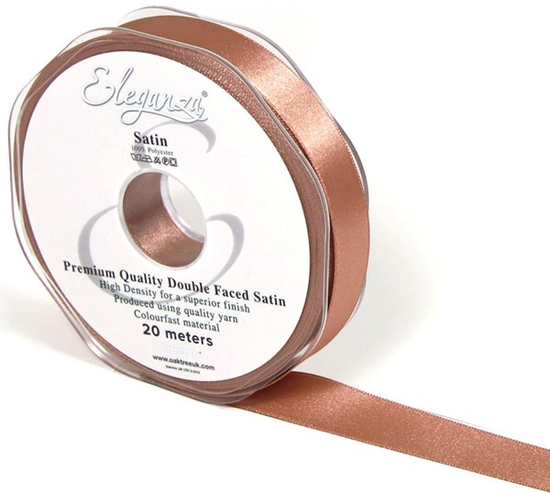 Eleganza Satin Ribbon Deep Rose Gold 15mm x 20m