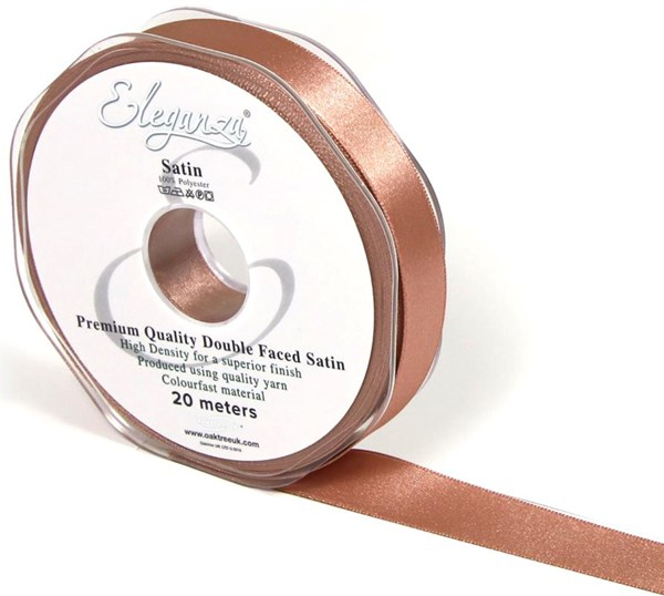 Eleganza Satin Ribbon Deep Rose Gold 15mm x 20m