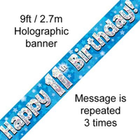 Oaktree Banner Age 11 Blue Holographic 9ft