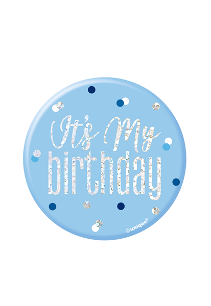Blue Glitz It's My Birthday 3" Badge