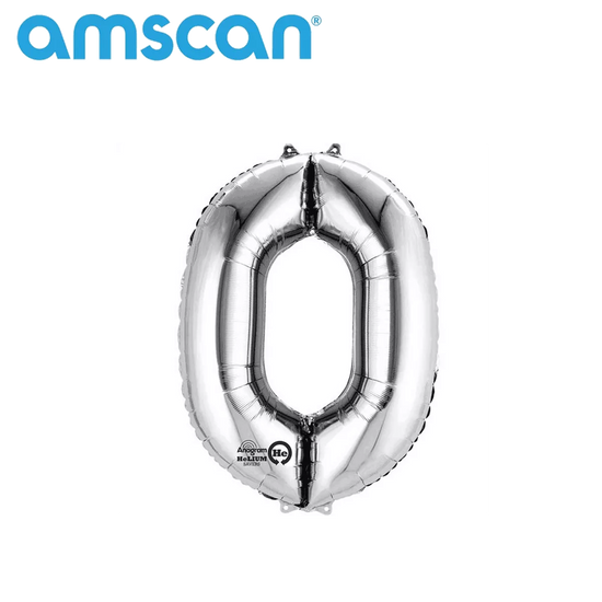 Anagram Foil Balloon Silver 16" Number 0