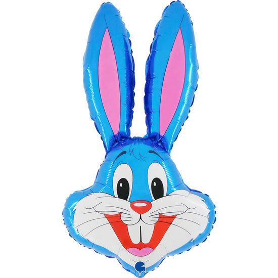 Blue Bunny Rabbit Head 37" Foil Balloon Loose