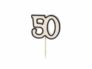PartyDeco Party Candle Age 50 White 5.5cm