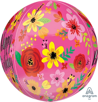 Anagram Pink Floral 15" Orbz Balloon
