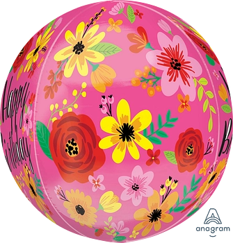 Anagram Pink Floral 15" Orbz Balloon