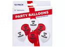 Set of 12 Come On England 10-inch printed latex balloons, featuring England-themed designs, by PMS International.