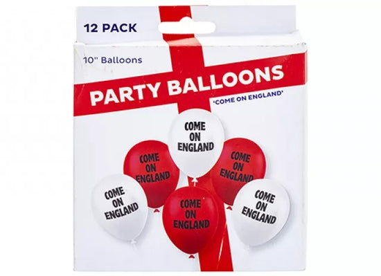 Come On England 10" Latex Balloons 12pk