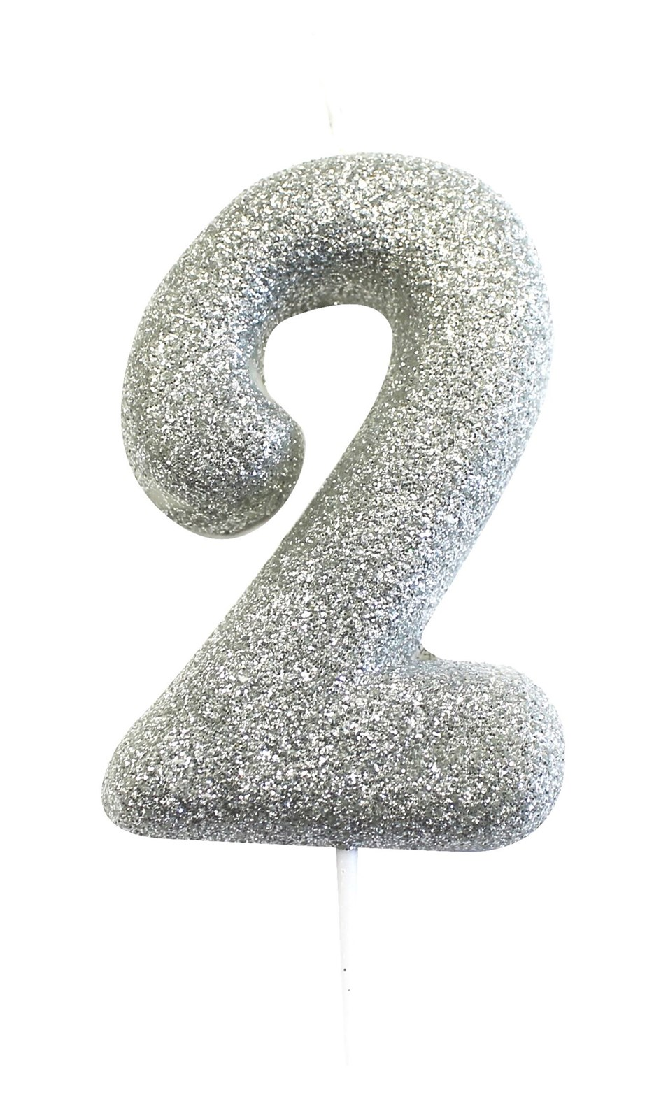 Creative Party Candle Number 2 Glitter Silver 7cm
