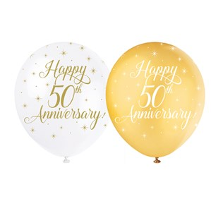 Unique 50th Anniversary 12" Latex Balloons 5pk