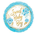 Anagram Baby Boy Floral Geo 18" Round Foil Balloon