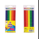 10 Neon Hb Pencils Rubber Tip