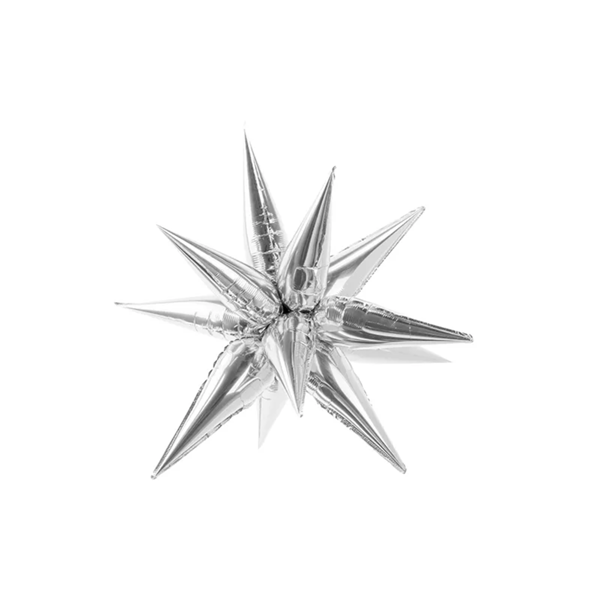 PartyDeco Foil Balloon Glossy Silver Star 27