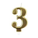 Eurowrap Party Candle Number 3 Metallic Gold 9cm