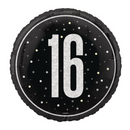 Unique Foil Balloon Black Glitz Age 16 18"