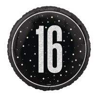 Unique Foil Balloon Black Glitz Age 16 18"