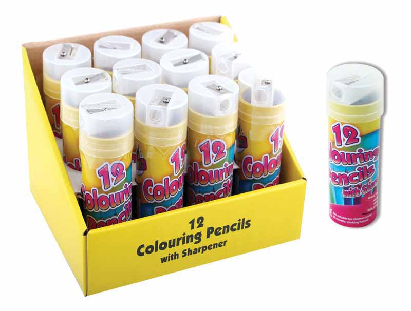 12 Half Size Colouring Pencils & Sharpener 12pk