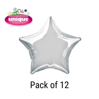 Unique 12 Pack Foil Balloon Silver Star 20