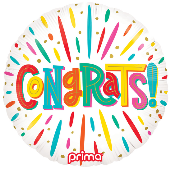 Foil Balloon 18" Round Colorful Congrats