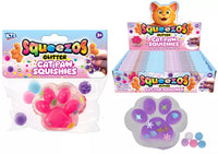 Kandy Toys squishy cat paw toy in various colors, soft and squeezable, perfect for stress relief and sensory play.