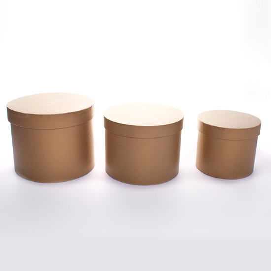 Hat Box Gold 3pc L-6x7.5"/M-5.5x7"/S-4.5x5.5