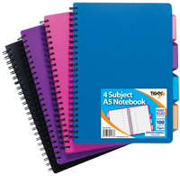 4 Subject Notebook A5 100 Sheet 5pk