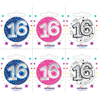 Small 16th Birthday Badges 6pk