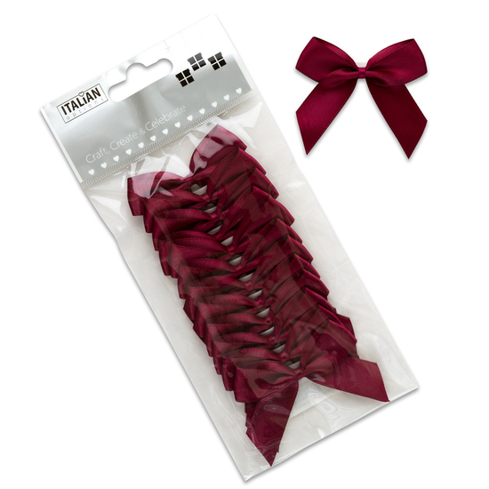 Italian Options 12 Pack Ribbon Bows Burgundy 5cm