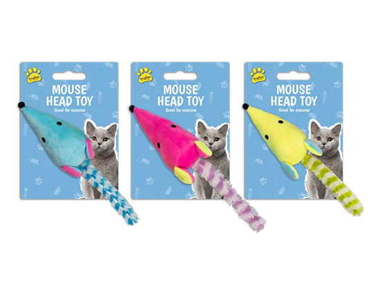 Cat Toy Mouse Head (Colour May Vary)