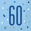 Blue Glitz 60th Birthday Lunch Napkins 16pk
