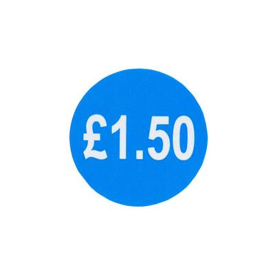 1000 Blue Price Labels 25mm Round 1.50