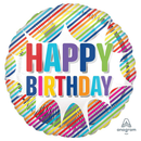 Anagram Foil Balloon 18" Round Birthday Stripes