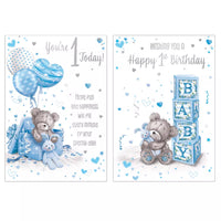 Poppyhill 12-pack birthday greeting cards for age 1, featuring colorful designs and festive birthday themes.