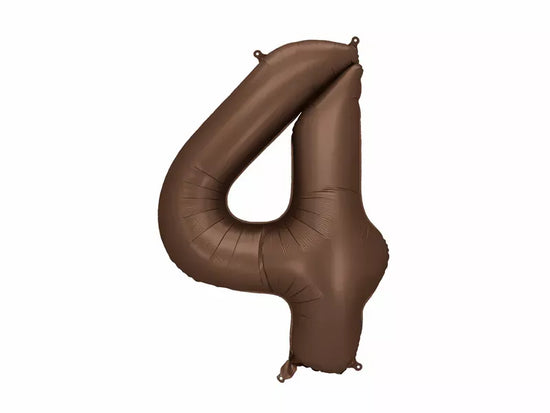 PartyDeco Foil Balloon Satin Mocha 34" Number 4