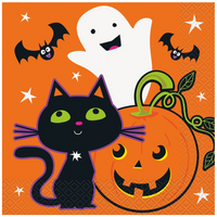 Unique Cat & Pumpkin Lunch Napkins 16pk