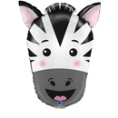 Zebra Animal Head 29-inch foil balloon by Grabo, featuring a realistic zebra design with detailed black and white patterns.