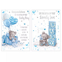 Poppyhill 12-pack of newborn boy greeting cards featuring cute baby-themed designs for special occasions.