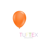 Tuftex Standard Orange 5-inch latex balloons for decoration, shown in a pack of 50, perfect for festive events and celebrations.