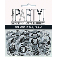 Black Glitz 90th Birthday Foil Confetti 14g