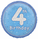Unique Foil Balloon Blue Glitz Age 4 18"