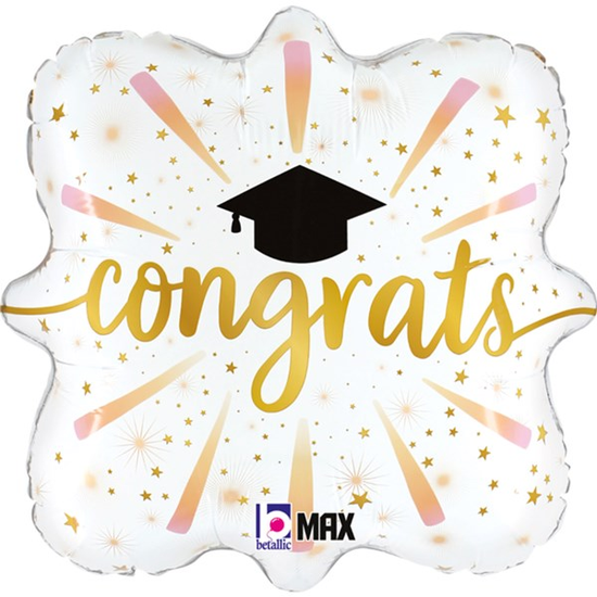 Congrats Grad Fireworks Square 18" Foil Balloon