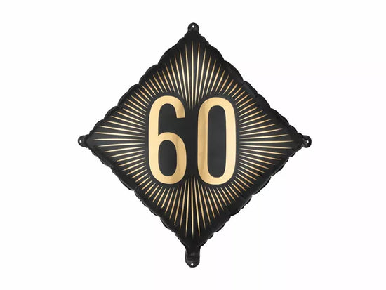 PartyDeco Foil Balloon Black & Gold Age 60 18"
